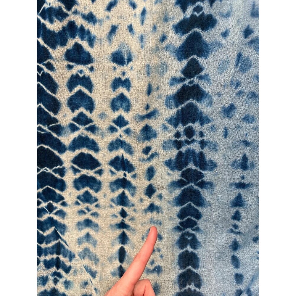 Vintage Shibori Wool Gauze Scarf Wrap Shawl Indigo Blue Hand Dyed Boho 73x57 - Picture 11 of 11